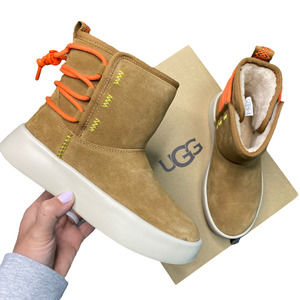 UGG | sz 5 Women's Chestnut/Orange Platform Classic Boom Wool/Suede Ankle Boots